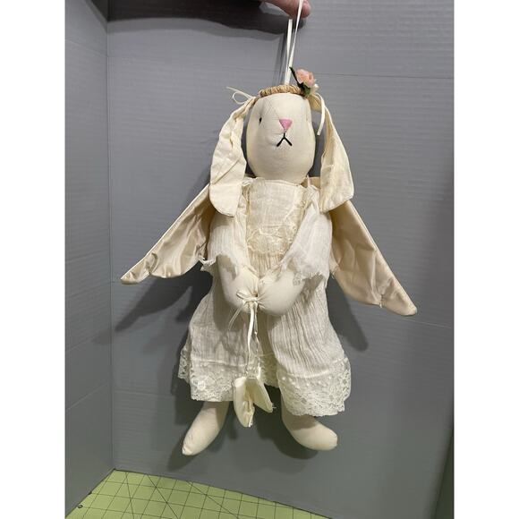 Handmade Angel Bunny Rabbit Floppy Eared Hand Sewn Plush Stuffed Animal -Damaged - Picture 11 of 13